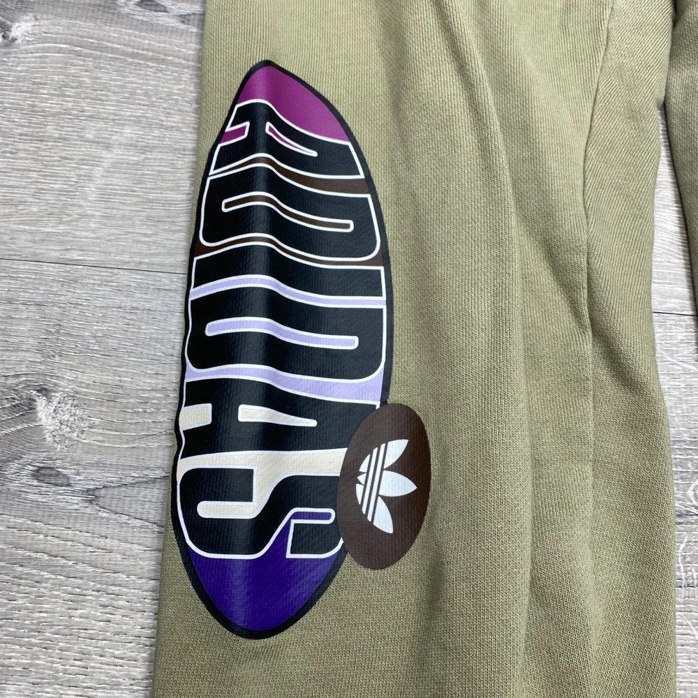Adidas Sweatpants Mens L Olive Green Graphic Trefoil Joggers Casual Streetwear